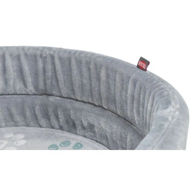 TRIXIE Pelech JIMMY Soft oválný, měkký plyš, světlešedý s tlapkami 75 x 65cm