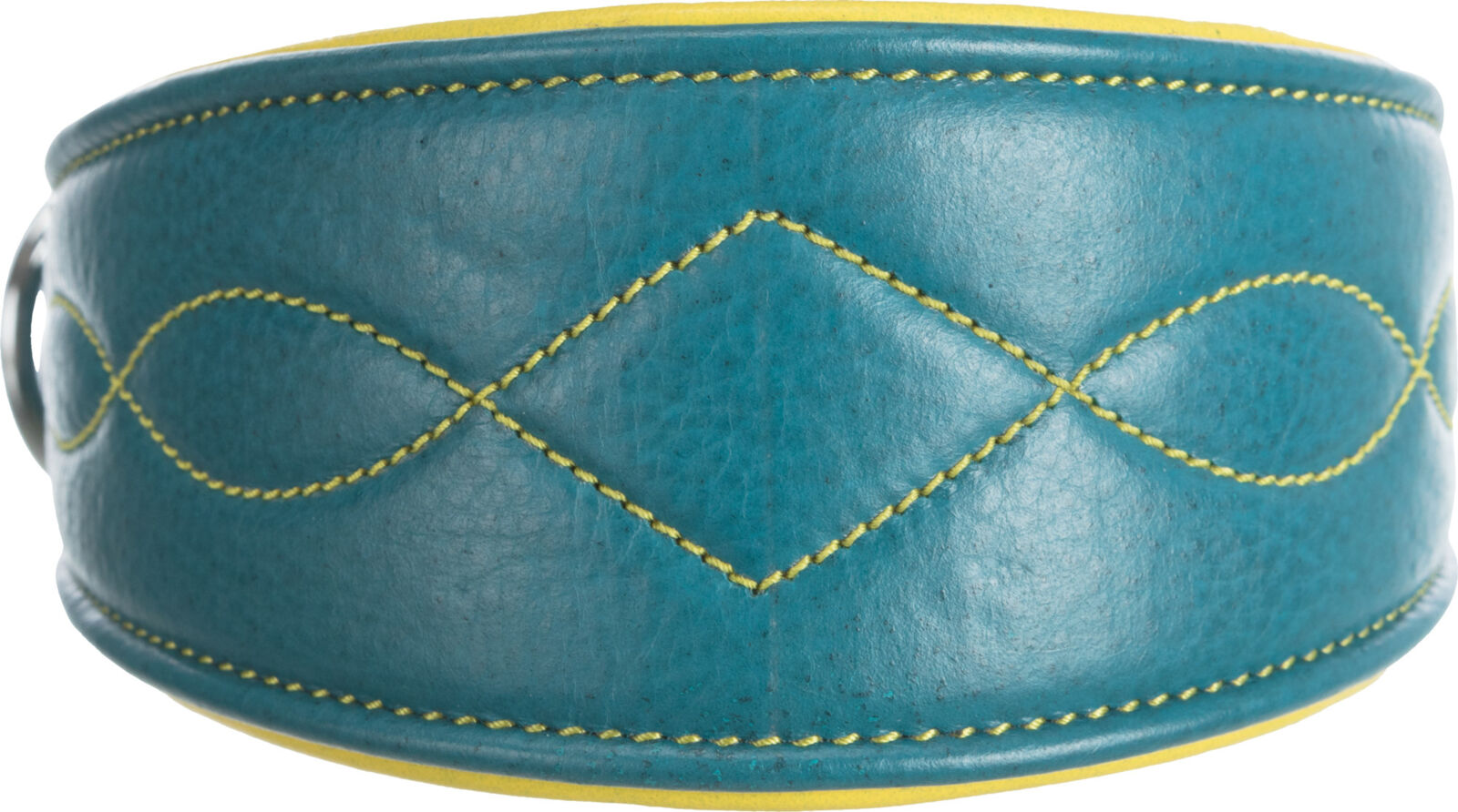 TRIXIE Kožený obojek ACTIVE Comfort pro chrty - petrolejová/žlutá S-M:33-42cm/60mm