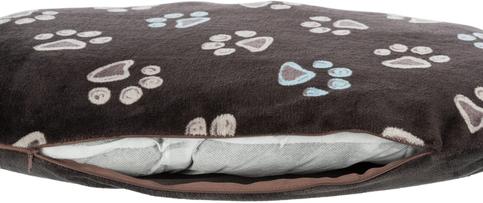 TRIXIEOválný polštář JIMMY, taupe-šedý s tlapkami 95 x 60cm