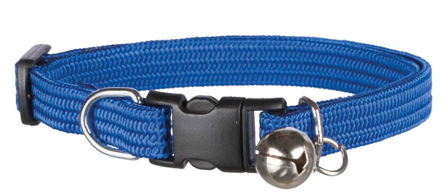 TRIXIE Nylonový nastavitelný obojek pro kočku, s rolničkou, oranž/modrá/malinová/černá