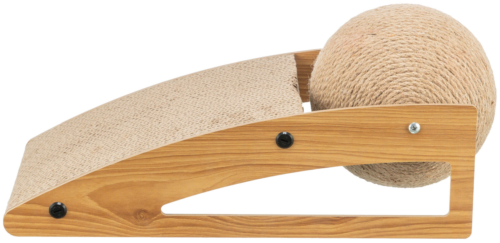 TRIXIE Škrabací rampa s míčem, 40 × 17 × 20 cm, dřevo/karton/sisal