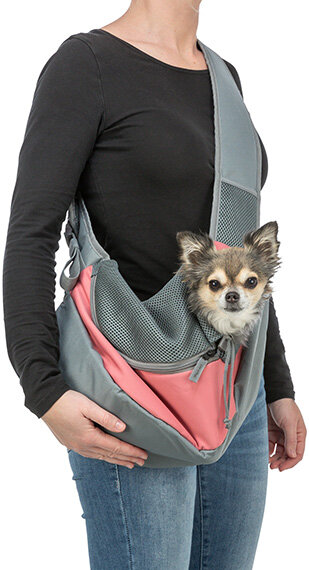 TRIXIE Front Sling Carrier - přední nosítko/taška, 50 x 25 x 18 cm, růžová/šedá (max. 5kg)