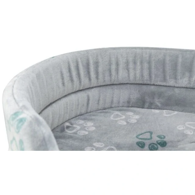 TRIXIE Pelech JIMMY Soft oválný, měkký plyš, světlešedý s tlapkami 45 x 35cm