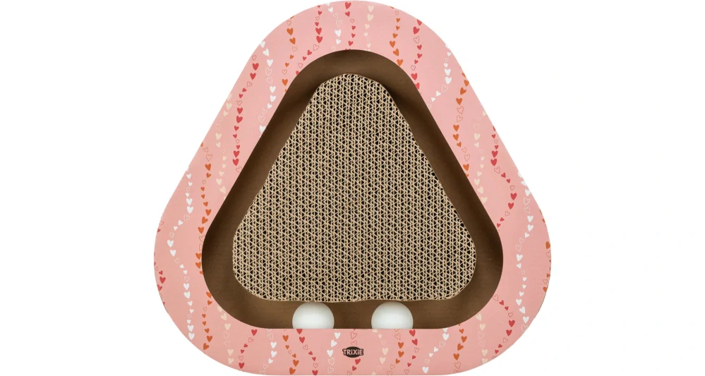 TRIXIE Škrabací karton VALENTINE triangl, s míčky a catnipem, 36 x 5 x 36/36 cm, losos - LIMITOVANÁ NABÍDKA