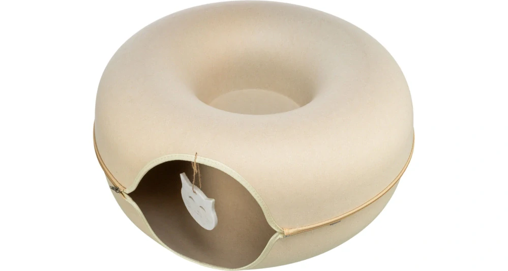 TRIXIE Filcová boudička - donut, ø 60 cm, s hračkou, béžová