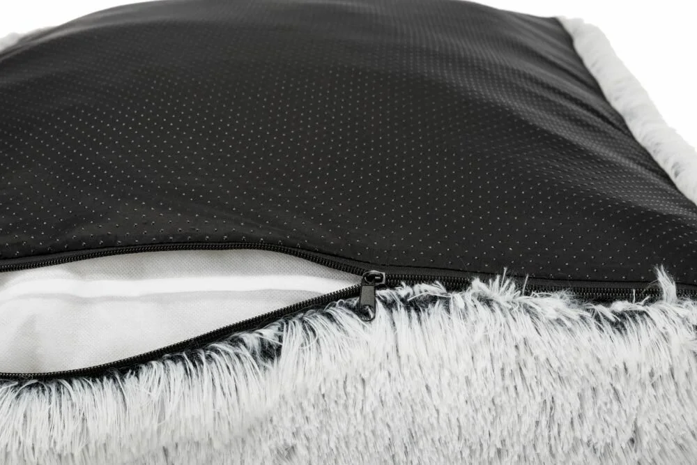 TRIXIE Vysoky polštář HARVEY obdelník 100 x 70cm, hebký potah s dlouhým vlasem, bílá/černá