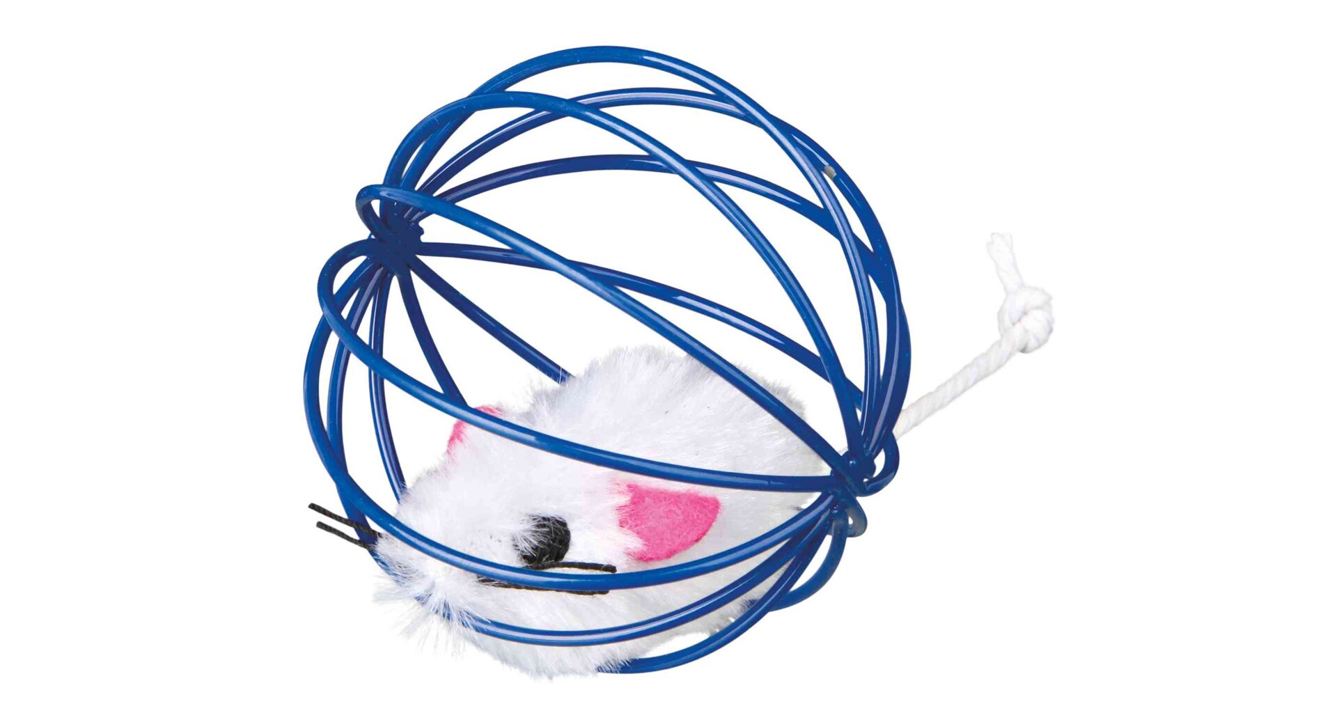 TRIXIE Plyšová myš v kulaté barevné kleci 6 cm